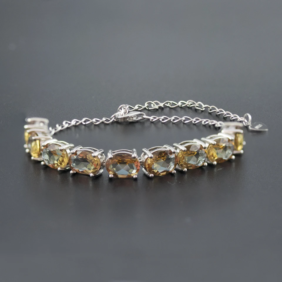 Bolai, Простой браслет с изменением цвета, браслет из серебра 925 пробы, Овальный 8*6 мм, нано-диаспор, драгоценный камень, теннисные браслеты для женщин