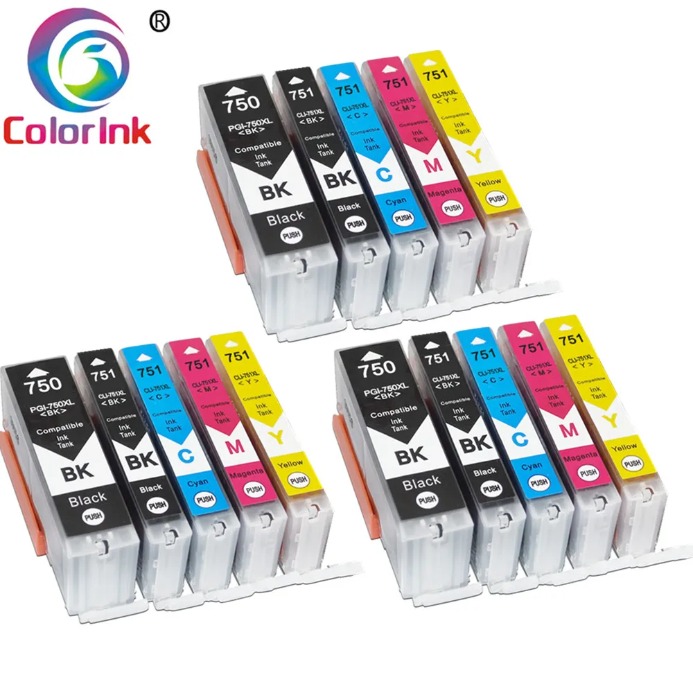 Цветной чернильный картридж 750 751 750XL для CANON PIXMA MG 5470 5570 5670 6470 6670 MX 727 927 Ip7270 IX6770 IX6870
