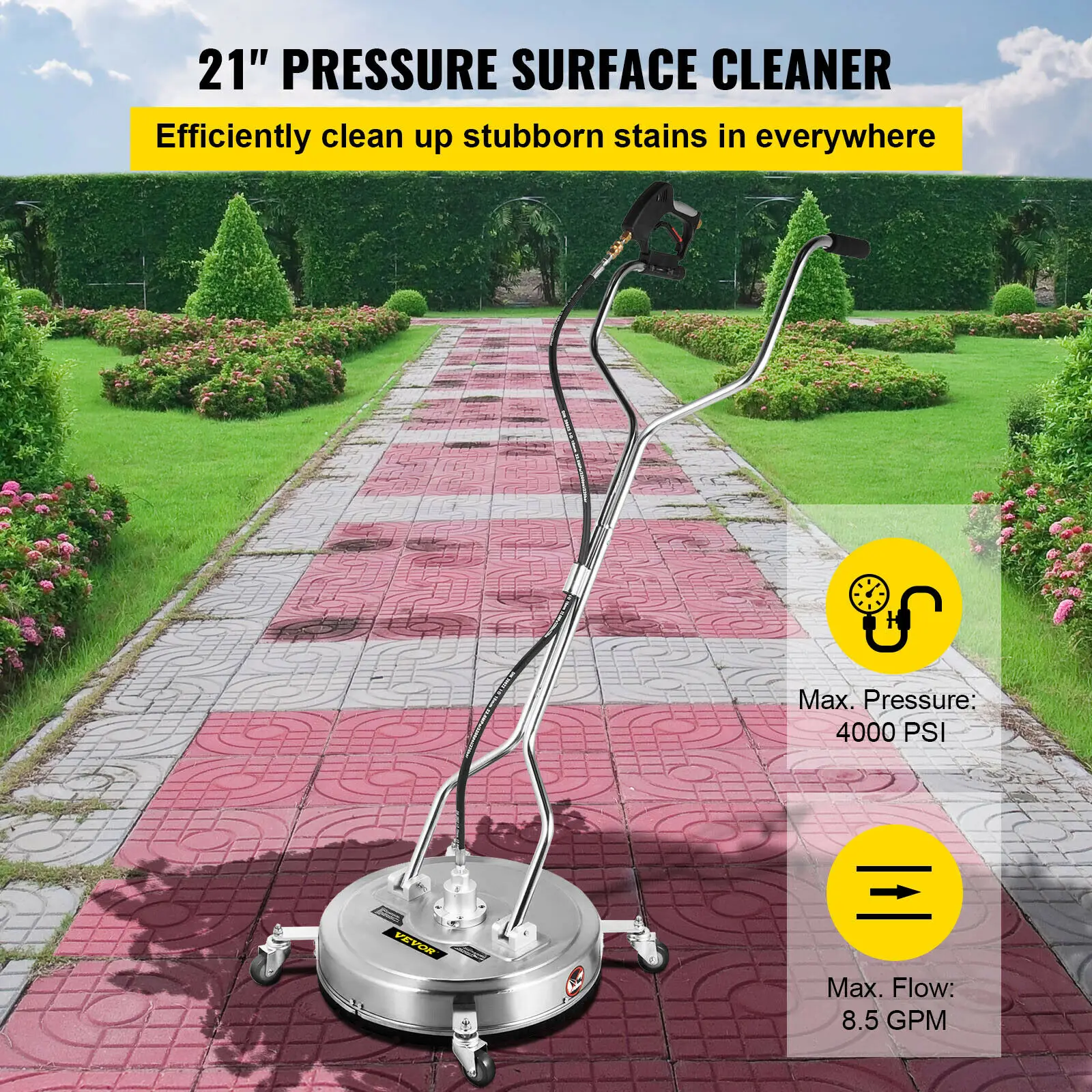 easy squeeze mop 21 Inch Pressure Cleaner with Wheels Road,Driveways, Decks, Patios, Sidewalks, Pool Decks, Parking Lots 4000 PSI Power Washer o cedar spin mop