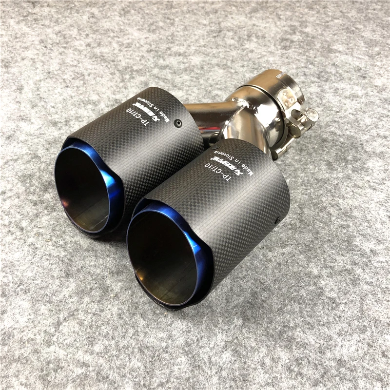 Один предмет: Akrapovic выхлопные концевые трубы Авто Матовый Карбон+ синяя сталь выхлопные наконечники автомобиля Стайлинг для универсального глушителя