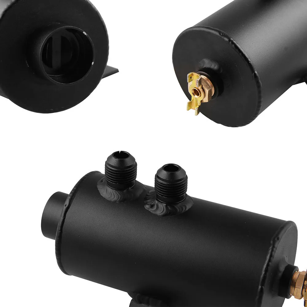 

Parts Oil Catch can Breather Filter Baffled 750ml Black 2x AN10 Plug Accessory Tool Engine