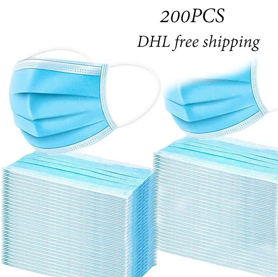 

200Pcs Disposable Face Mask Earloop Bacteria Proof Anti-Pollution Anti-Dust Adult Non-woven Cloth Lava Mask DHL Free Shipping