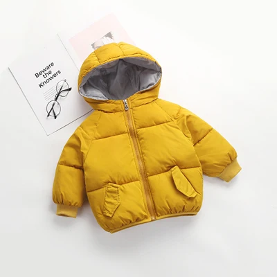DIMUSI/зимние куртки-бомберы для мальчиков; модные плотные теплые пальто с капюшоном; детская одежда; Повседневная ветровка для маленьких девочек - Цвет: Yellow