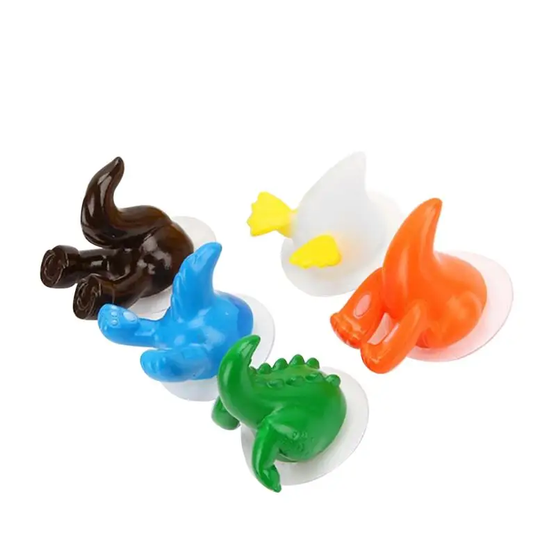 

5pcs Suction Cup Hooks Traceless Animals Tail Cartoon Hooks Sucker Hooks Wall Mounted Hanger for Kitchen Bathroom