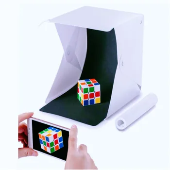 

2020 Newest Folding Lightbox Portable Photographic Studio Mini LED light Softbox photo studio Kit Lightbox with 2EVA background