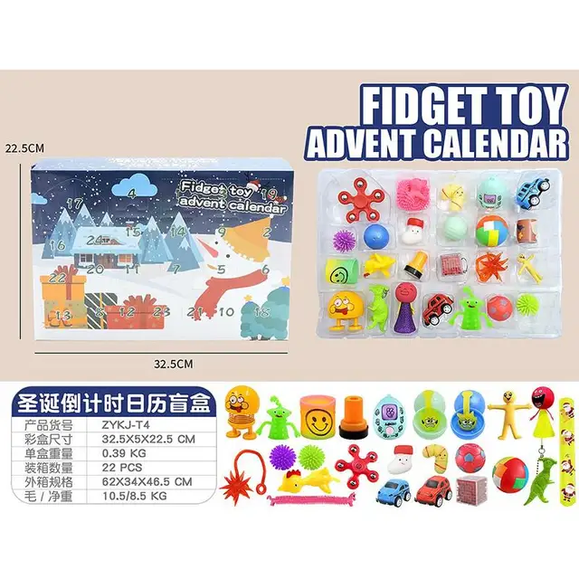 2021 Fidget Toys Advent Calendar Christmas Gift 24 Days Pack Set Anti Stress Kit Stress Relief Figet Toy Blind Box Kids Gift V