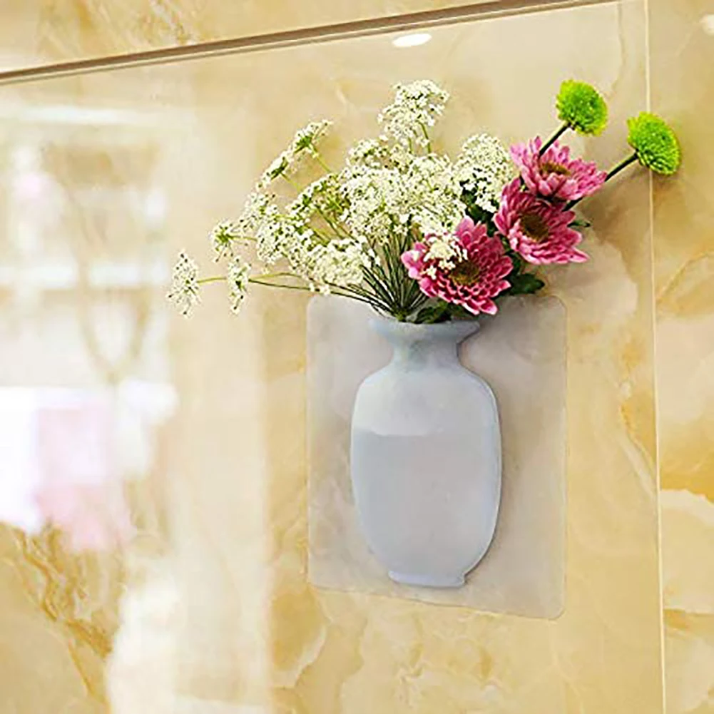 

Silicone Vase Stickers Refrigerator Glass No Trace Stickers Magic Rubber Stickers Wall Magic Wall Hanging Vase Flower Pot 2019