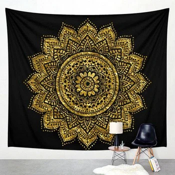 

2020 Mandala Wall Tapestry Black White Bergamot Hanging Decorative Cloth Background Fabric Yoga Room Living Room Curtain
