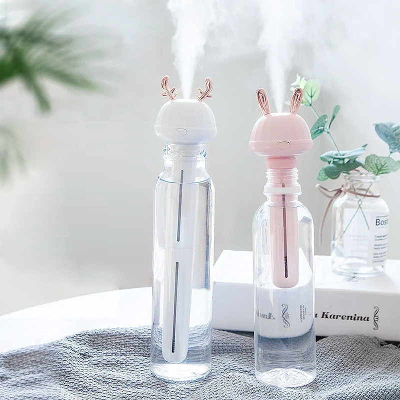 

Water Bottle Humidifiers Portable Antler Ultrasonic Adjustable Height Mist Maker Aroma Diffuser For Home Office Air Humidifier