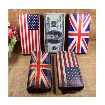 

Womens Wallets and Purses Card Case USD UK Flag PU Leather Long