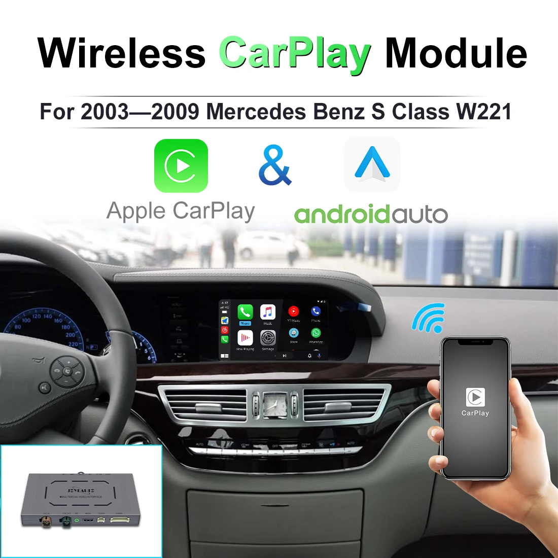 Для Mercedes Benz S Class W221 модель 2003-2009 гг. Apple Carplay module iOS13 Android Mirror Car Play Auto проводной ai box