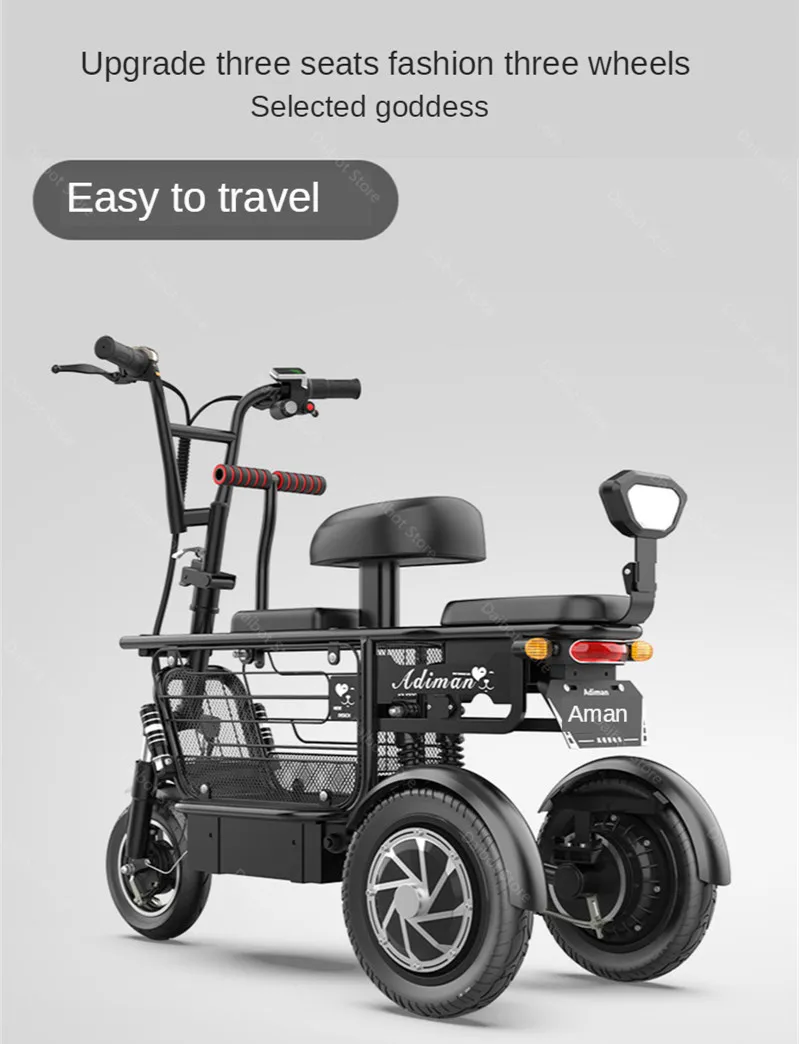 10 Inch Mini Electric Scoooter Three Wheel Electric Scooters With Backshift System 48V 350W 30AH 25KMH Electric Adult Tricycle (11)