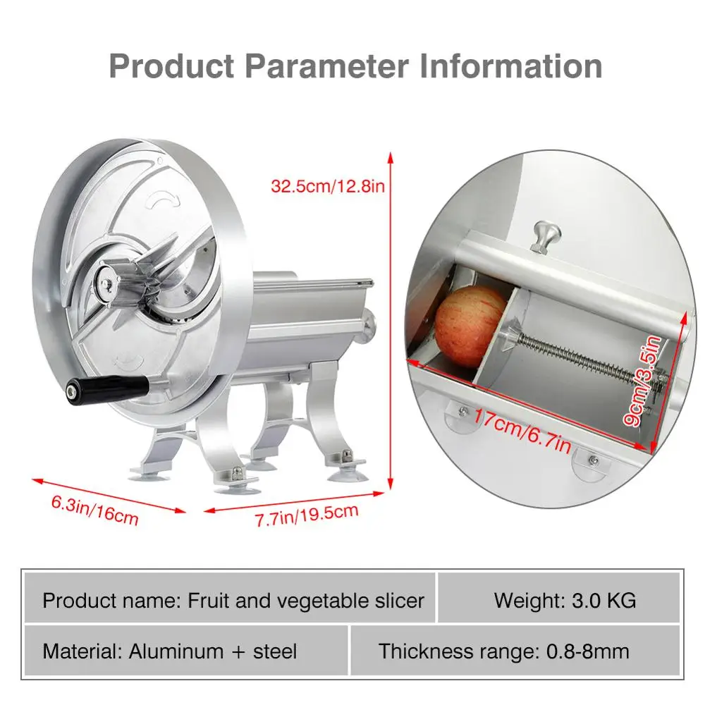  Household Manual Vegetable Fruit Slicer Commercial Adjustable Aluminum Alloy Vegetable Fruit Slicer - 33006217747