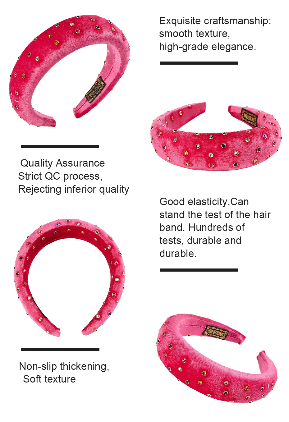 hair bow for ladies LEVAO Padded Headband For Women Flannel Hairbands With Small Colorful Crystal Beads Thickened Sponge Bezel Hair Accessories Hairclip