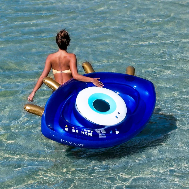 2021 Newest Giant Inflatable Eyeball Pool Float Lie on Greek Eye Floating Mattress Pool Lounge for Beach Floaty Summer Fun Toys