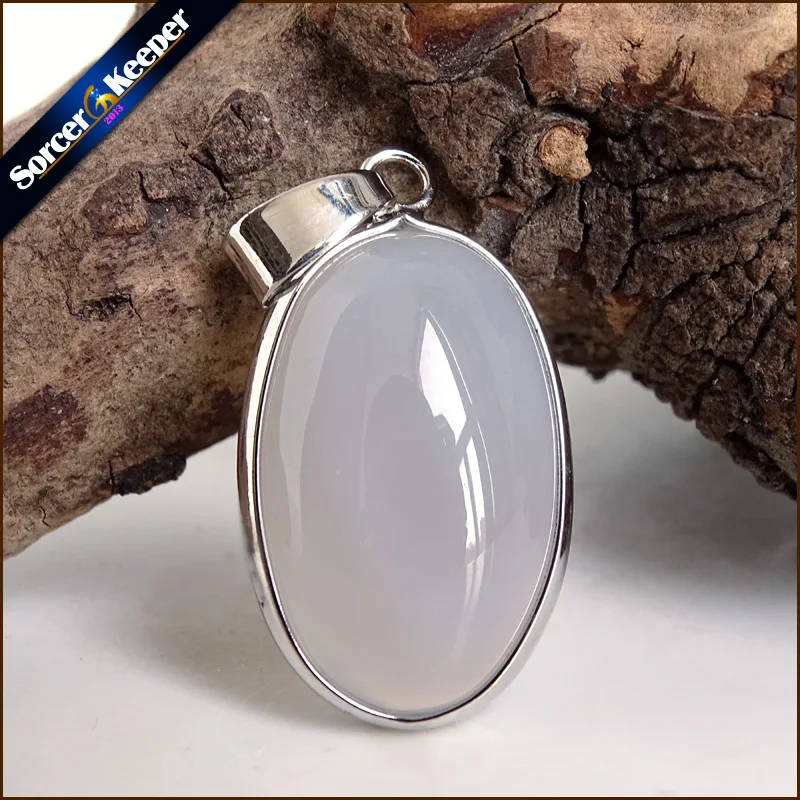 

A+ Real Natural Gem Stone Blue Chalcedony Agates Cabochon Beads Crystal Necklace & Pendant Women Accessories bijou Jewelry PS695