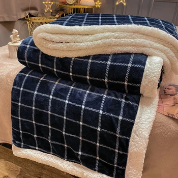 

Thickened warm flannel blanket quilt nap office sofa blanket lamb coral fleece sheets in winter