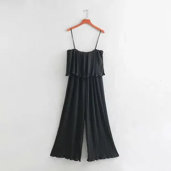 

2019 New Products INS Europe and America WOMEN'S Dress Small Pleated Solid Color Camisole Onesie Wide-Leg Trousers