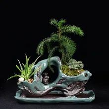 Hot-sprzedaży Brother Kiln fioletowym kwiatem Pot zasobnik wody Retro ceramiczne prostokątne pulpit doniczkowe soczyste doniczki