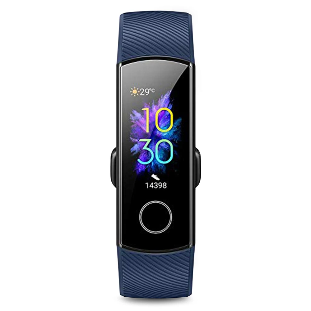 Глобальная версия HUAWEI Honor Band 5 Смарт-браслет AMOLED монитор сердечного ритма кислорода крови 5ATM водонепроницаемый смарт-браслет, шагомер - Цвет: Blue