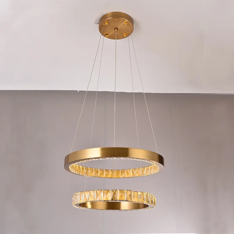 

Postmodern Light Luxury Crystal pendant lights Dining Room Living Rooms Lamp Bedroom Personality Simple Stainless Steel Lamps