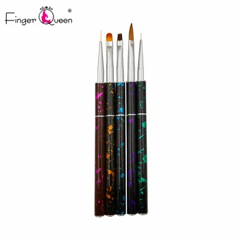

5Pcs/Set Nail Brush Flower Painting Acrylic UV Gel Gradient Drawing Pen Metal Bar Manicure Nail Art Tool Gel Brush + Bgirl