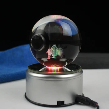 

Unique 3D Animal Sirfetchd Pokemon Laser Engraving Ball with LED Rotary Lamp Base