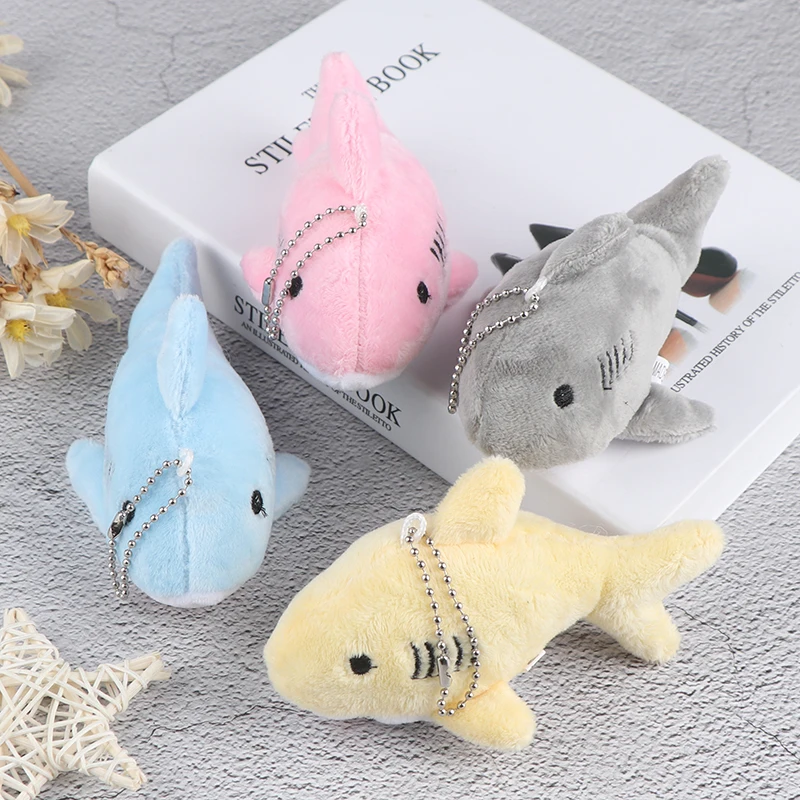 Llavero Peluche de tiburón de imitación para niños, juguete con colgante de ballena de dibujos animados, mochila de muñecos, llavero, bolsa, regalo, 12CM