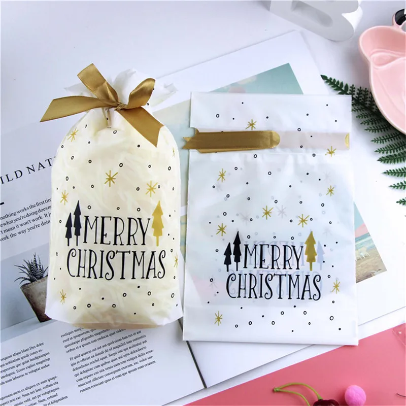 

5PCS Merry Christmas Gift Bags Santa Sacks Xmas Tree Packing Bags Happy New Year 2020 Christmas Dragee Candy Bags Navidad 2019
