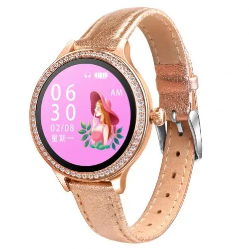 Silver Leather Band M8 Модные Смарт-часы с браслетом, женские высококачественные металлические текстуры, Мониторинг Артериального давления, физиологический цикл - Цвет: Silver Leather Band