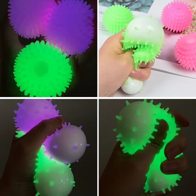 New TPR Flour Vent Ball Luminous Flour Ball Tofu Ball 6cm No Net Burr Pinch Music Decompression Ball  Glow In The Dark 2