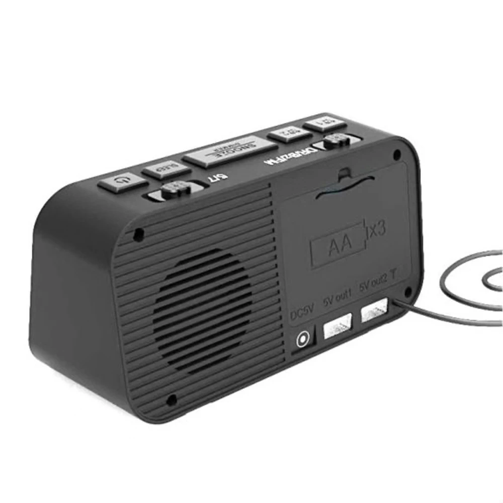Цифровой будильник DAB FM Будильник Радио, двойной usb зарядный порт ЖК-дисплей подсветка Регулируемый будильник громкость будильник