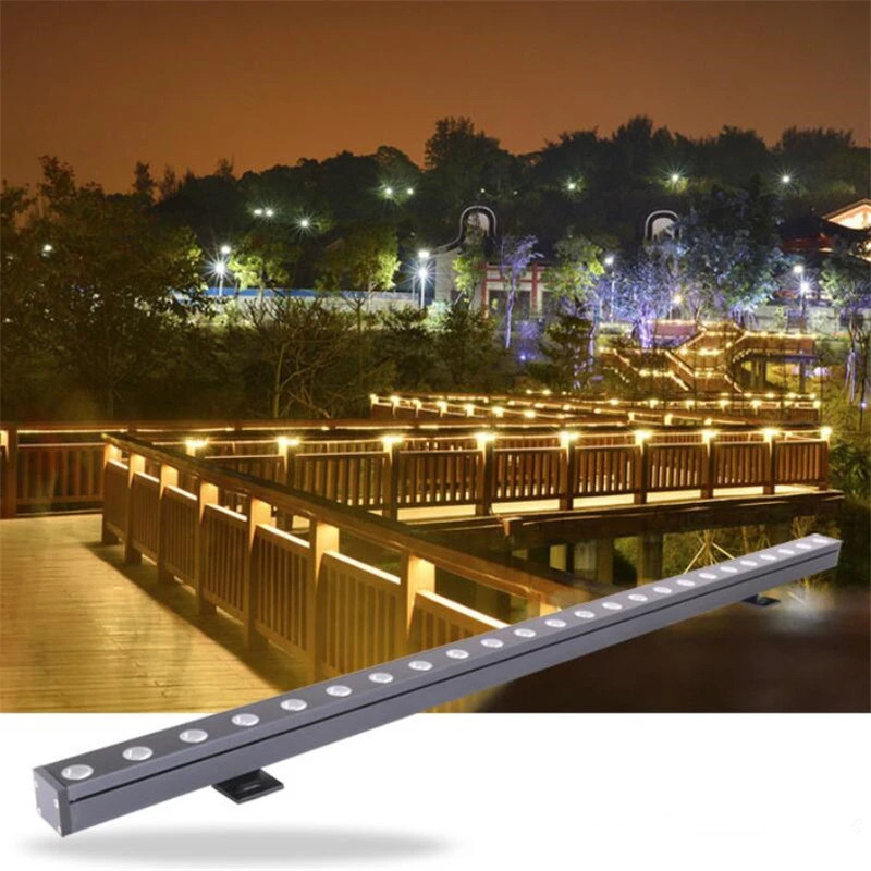 LED Wall Lamp 1pcs 18W 24W 36W Aluminum IP67 DC24V 38*36*1000mm For Building Outline Lighting Gardens Squares and Shop