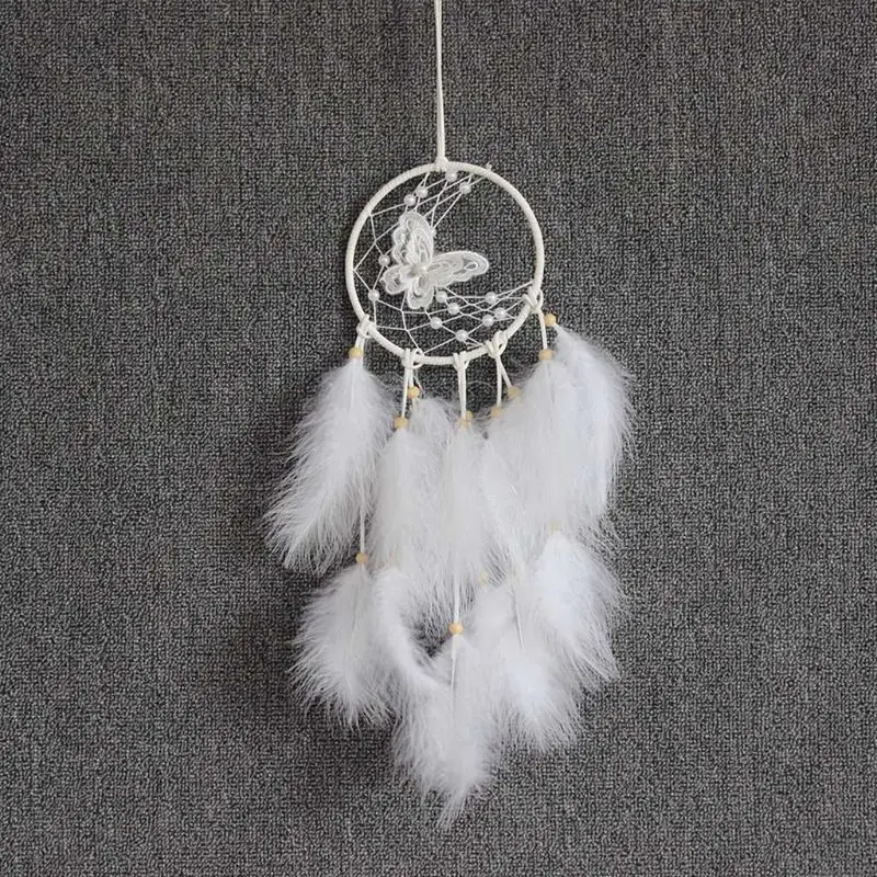 Wind Chimes Handmade Indian Dream Catcher Net with Feather Butterfly Wall Car Bedroom Decor Hanging Ornament