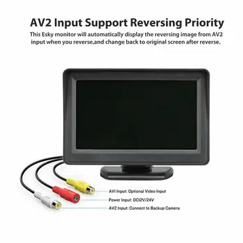 

12V-24V 5 Inch Reversing Display 3 In 1 Car Parking Sensor Rear View Camera Buzz IP68 Waterproof And Has Infrared Sensor