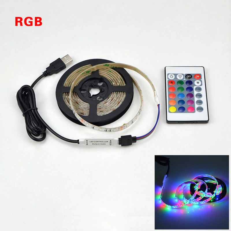 USB Светодиодная лента лампа RGB 3528SMD DC5V гибкий светильник Диодная лента ТВ гирлянда подсветка украшения неоновые лампы Водонепроницаемый 204