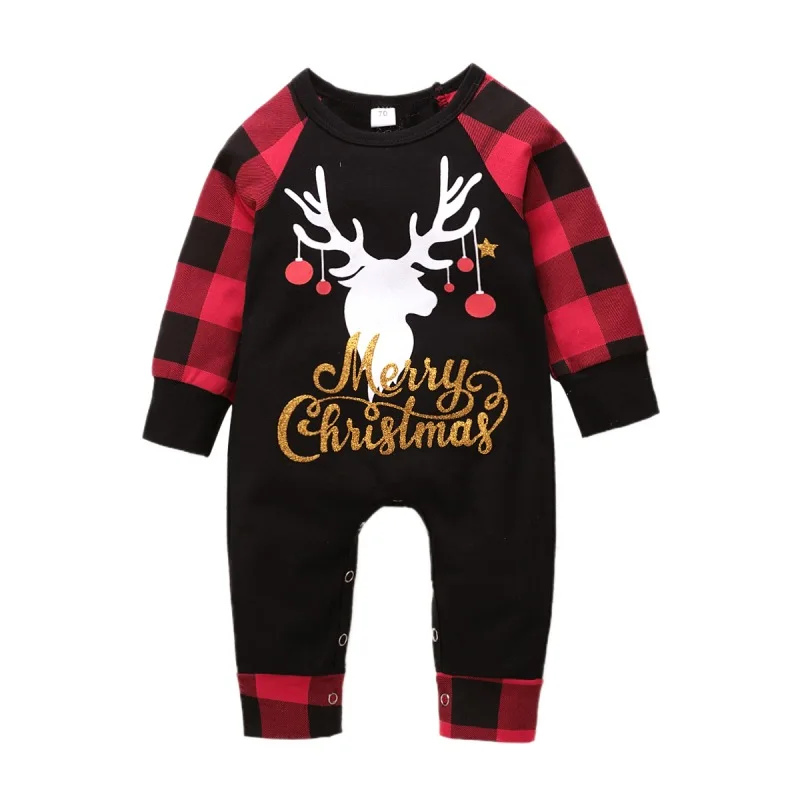 

New Christmas Newborn Baby Boy Girl Clothes Soft Romper Plaid Long Sleeve Jumpsuit Infant Outfit Clothing Toddler Kid Costume