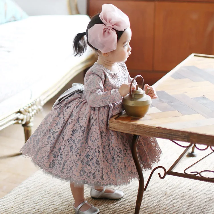 Flower Girl's Birthday Party Baptist Dinner Dress Baby Girl's Opening Ceremony Banquet Lace Dress - Цвет: as picture