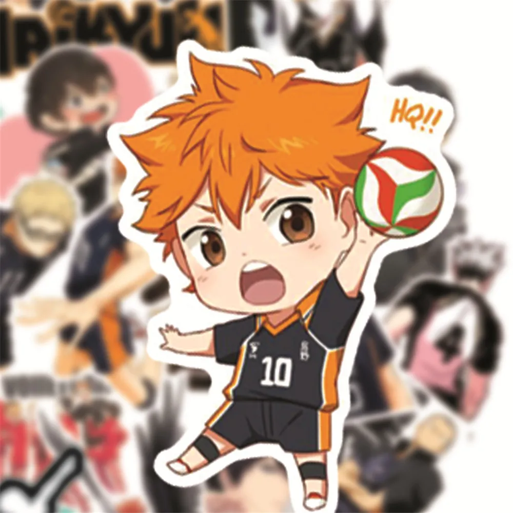 50 autocollants mignons Anime Haikyuu!!! Hinata Shoyo Kageyama Tobio – autocollants Kawaii pour Scrapbooking, papeterie mignonne pour journal intime planificateur, DIY bricolage