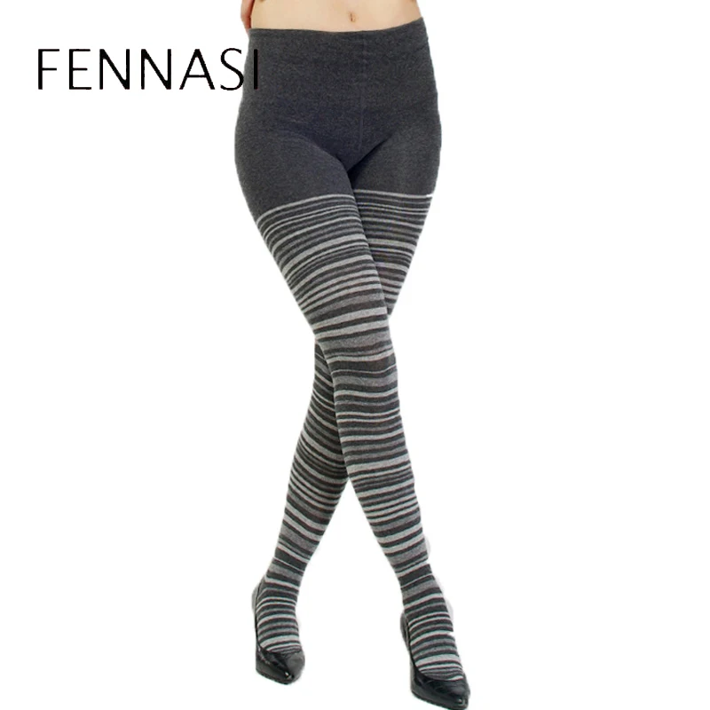 FENNASI Winter Women Thick Warm Tights Print Polka Dots Sexy Pantyhose Lady High Waist Casual Stripe Cotton Leg Warmers Tights