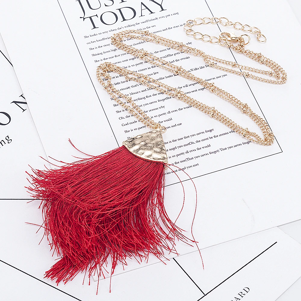 Осень зима 2019 богемное женское длинное ожерелье из сплава и хлопчатобумажной