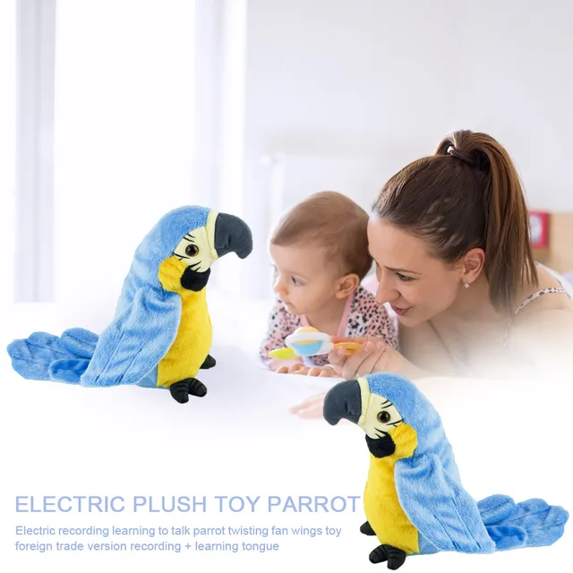 Cute Electric Talking Parrot Plush Toy Speaking Record Repeats Waving Wings Electroni Bird Stuffed Plush Toy As Gift For Kids Bi 3