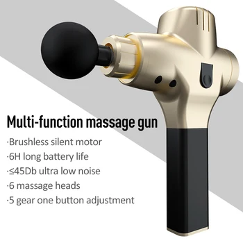 

New 1200-3600r/min Therapy Massage Guns 5 Gears Muscle Massager Pain Sport Massage Machine Relax Body Slimming Relief 6 Heads
