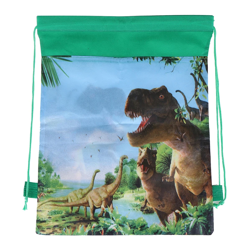 Non-woven Cartoon Cute Dinosaur Theme Decorate Fabric Baby Shower Drawstring Gifts Bags Birthday Party Boys Favors