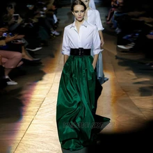 

Autumn Trend Satin Female Evening Skirt for Formal Party A-Line Office Lady Zipper Back Customized Woman Skirts Maxi faldas