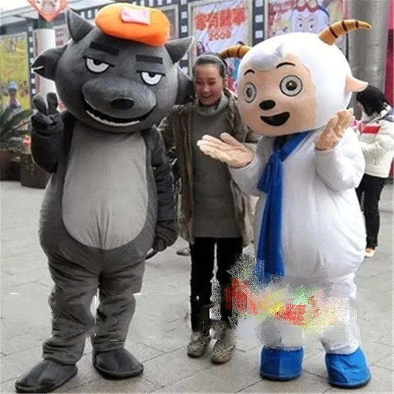 Pleasant Goat And Big Wolf Mascot Costume Adult Cosplay Party Game Dress New