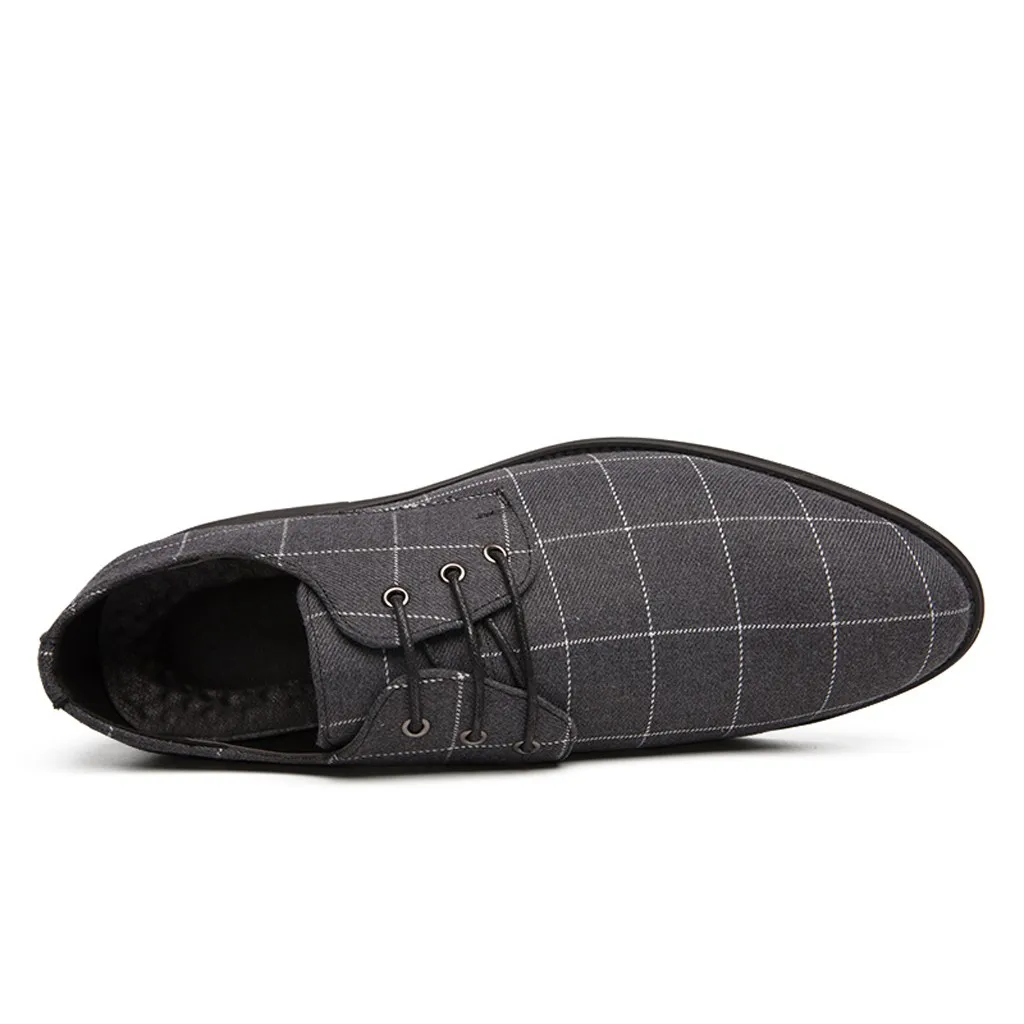 Men Retro Casual British Shoes Canvas Outdoor Plaid Printed Toe Shoes Business Low-Heel Male Ankle Boots zapatillas hombre