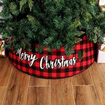 

Red And Black Plaid Christmas Tree Skirt Christmas Decorations Family Bedroom Living Room Decoration Holiday Mat