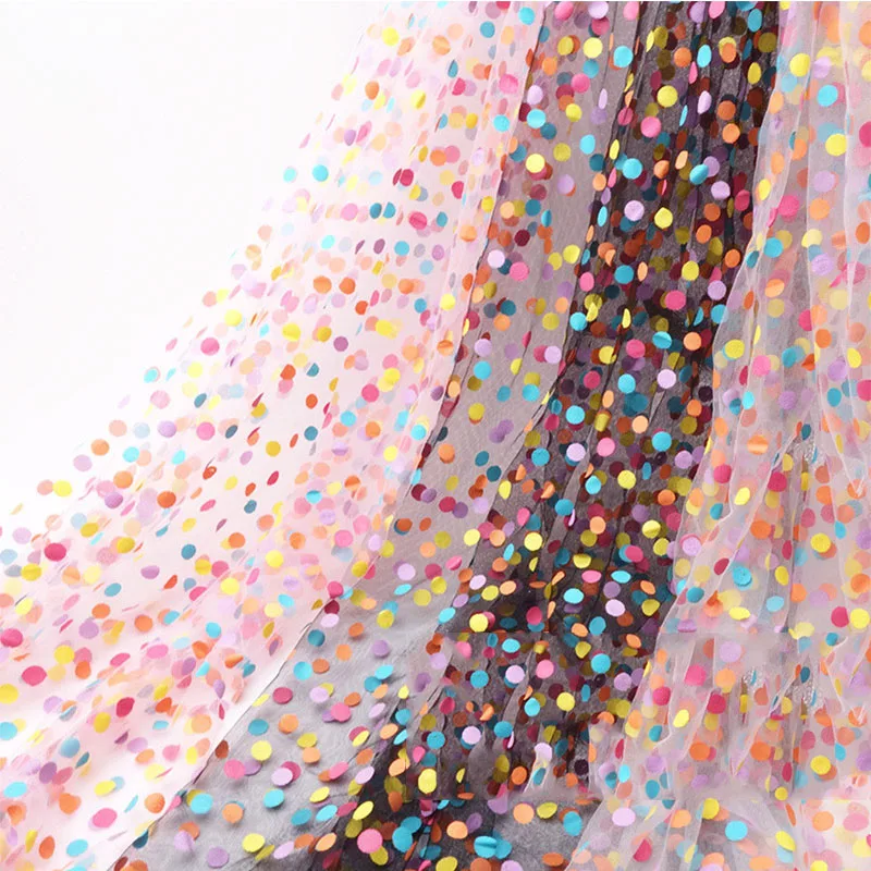 

100*160CM Dot Colorful Tulle Tablecloth Fabric Backdrops For Theme Bridal Shower Baptism Wedding Mermaid Party Tablecover Decor