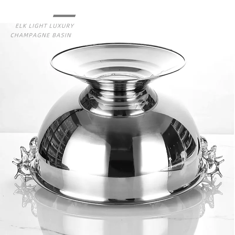 Elk Head Handle 13.5L Stainless Steel Ice Bucket Silver Gold Champagne Basin Beer Wine Cooler Whisky Party Bar Accessory